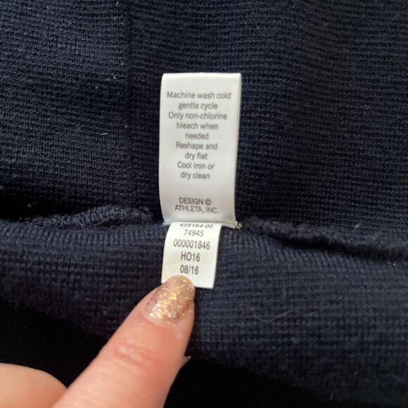 Athleta Wool Blend Open Front Sweater Cardigan Women Size XS Oversized Navy Blue - Picture 14 of 14